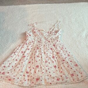 LoveShackFancy White & Pink Floral Tie-Strap Sundress Top